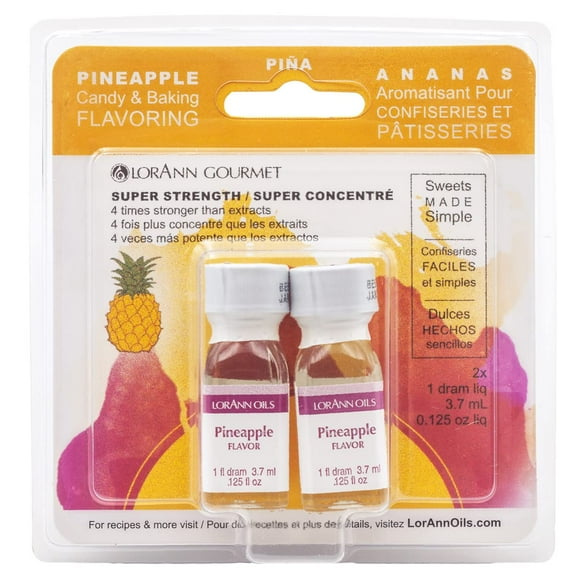 Lorann Pineapple Ss Flavor, 1 Dram Bottle (.0125 Fl Oz - 3.7Ml - 1 Teaspoon)- Twin Pack Blistered