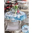thumbnail image 5 of Outdoor Tablecloth with Umbrella Hole for Patio/Picnic/Party/Camping, Summer Ocean Waterproof Table Cloth Round Cover Washable, Blue Coastal Starfish Seashell Conch Plaid (Dia 60"), 5 of 8