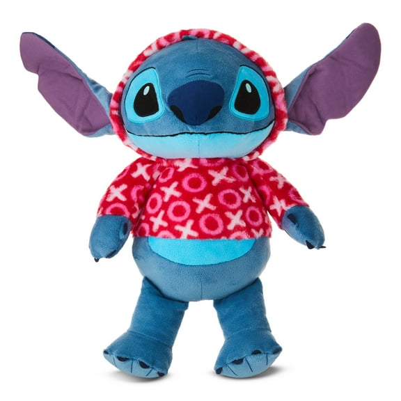 Large Disney Stitch Plush with Heart Hoodie for Valentine's Day, 13", Ages 2 