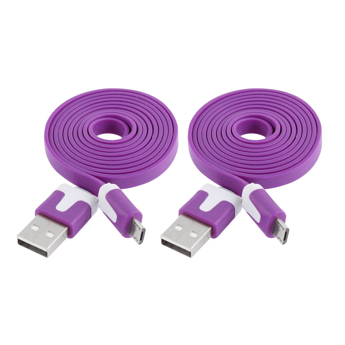 2 pcs purple usb 2 0 to micro usb 5 pin flat data sync charger cable 