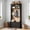 Brown & Black, variant on 70.8 Inch Hall Tree with Bench and Shoe Storage, 3-In-1 Entryway Coat Rack with 4 Hooks, Slim Wooden Organizer for Mudroom Hallway Bedroom Modern Decor (Black)