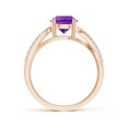 thumbnail image 2 of ANGARA Natural Round 1 ct Amethyst Twisted Diamond Shank Ring in 14K Rose Gold for Women (Size-7mm) | February Birthstone, Birthday, Anniversary, Jewelry Gift for Women | Natural Amethyst Ring, 2 of 9