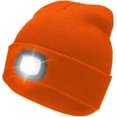 thumbnail image 1 of KAIYANG Gorro de punto con 4 luces LED recargables por USB para pesca nocturna de otoño e invierno (naranja), 1 of 5