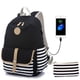 thumbnail image 1 of Bonita mochila negra con puerto de carga USB + estuche para lápices, adolescentes y niñas para la escuela, mochila para niños para viajes, 1 of 5