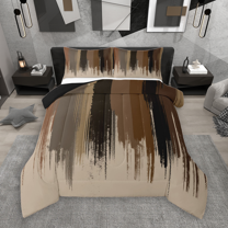 Manfei Black Brown Ombre Full Size Comforter Sets 3-Piece, Watercolor Artwork Bedding Comforter Set, Vintage Oil Painting Bedding Sets, Super Cozy Room Decor