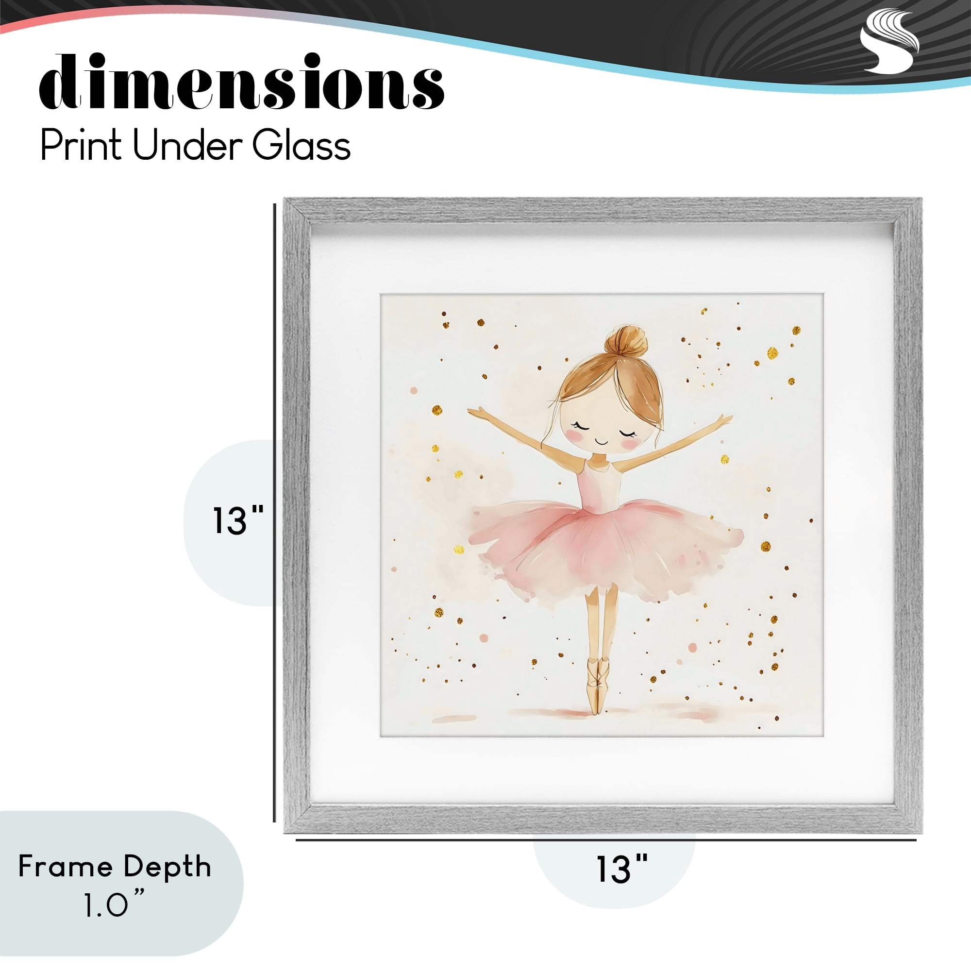 Stupell Industries Ballerina On Her Toes Gray Framed Print Under Glass, design by Creative Studio