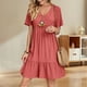 thumbnail image 2 of Vestido de verano Gchanao 2025, manga corta, cuello en V, rojo, talla M, 2 of 3