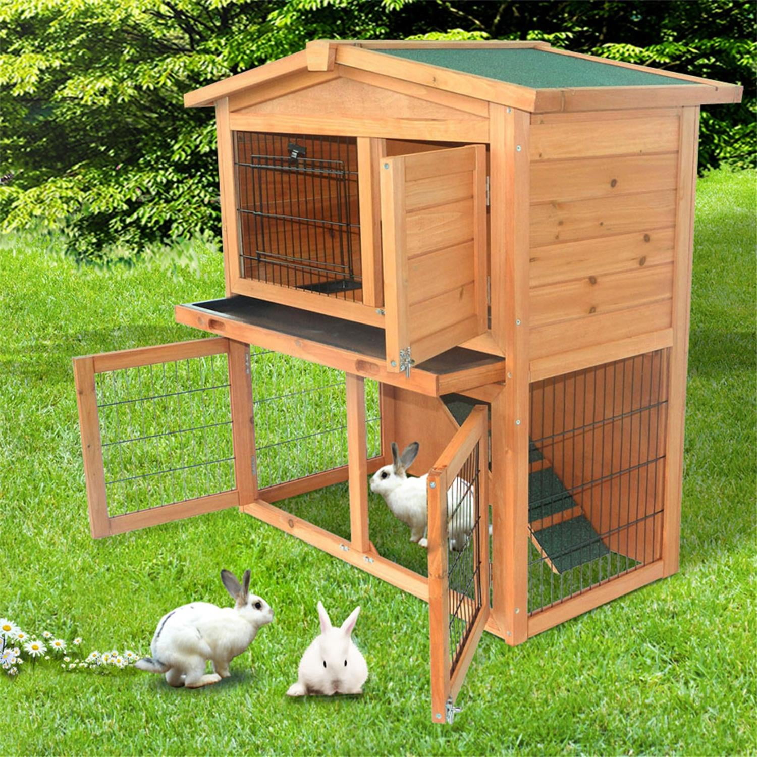 Pefilos 40 Inch Wooden Rabbit Hutch Triangle Roof Waterproof Bunny House A-Frame Pet Cage Wood Small House Poultry Cage, Orange Pefilos 40 Inch Wooden Rabbit Hutch Triangle Roof Waterproof Bunny House A-Frame Pet Cage Wood Small House Poultry Cage, Orange