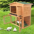 thumbnail image 3 of Pefilos 40 Inch Wooden Rabbit Hutch Triangle Roof Waterproof Bunny House A-Frame Pet Cage Wood Small House Poultry Cage, Orange, 3 of 17
