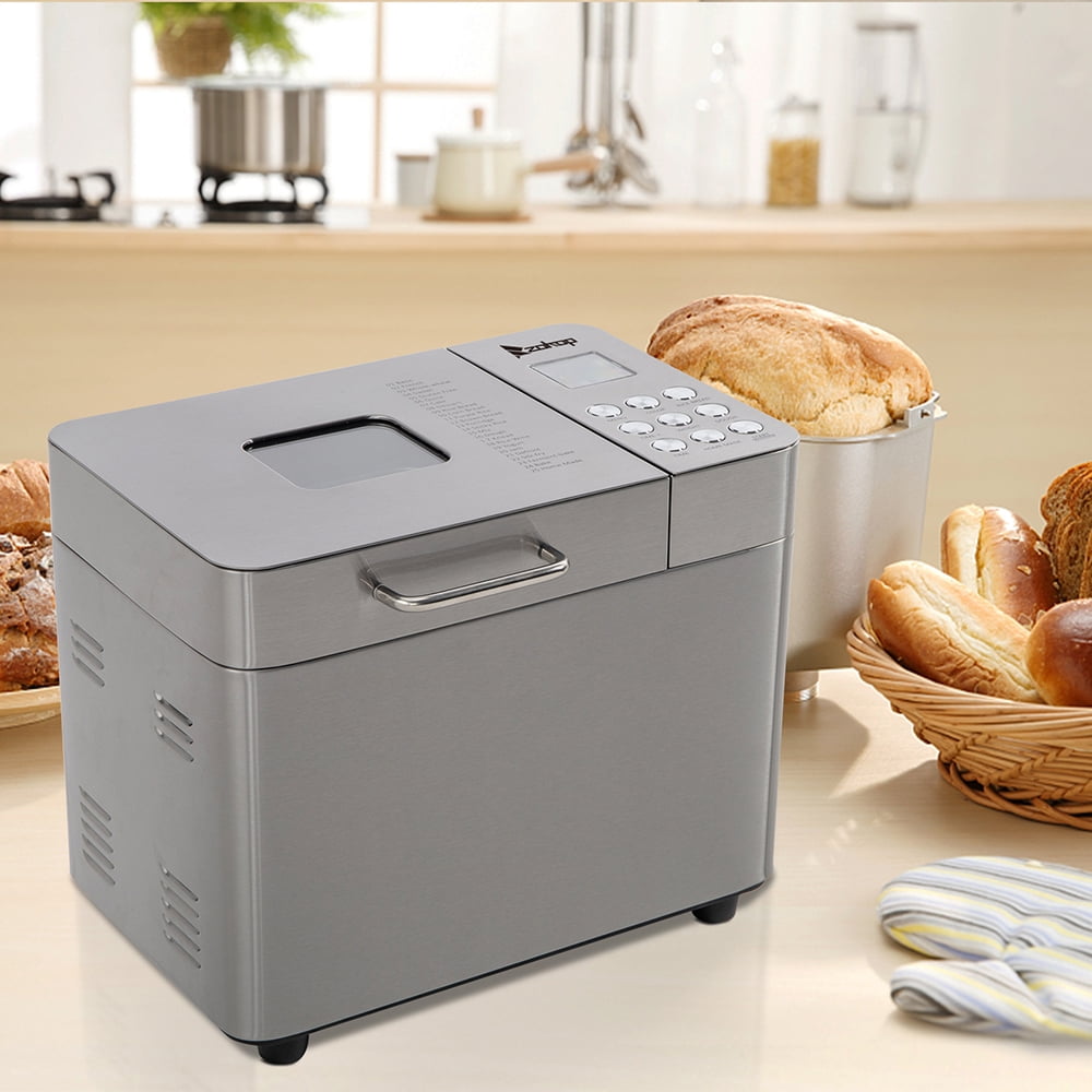 Lowestbest Programmable Bread Machine, 2lb Stainless Steel Bread Machine, Delay Timer/1 Hour Heat Preservation Function