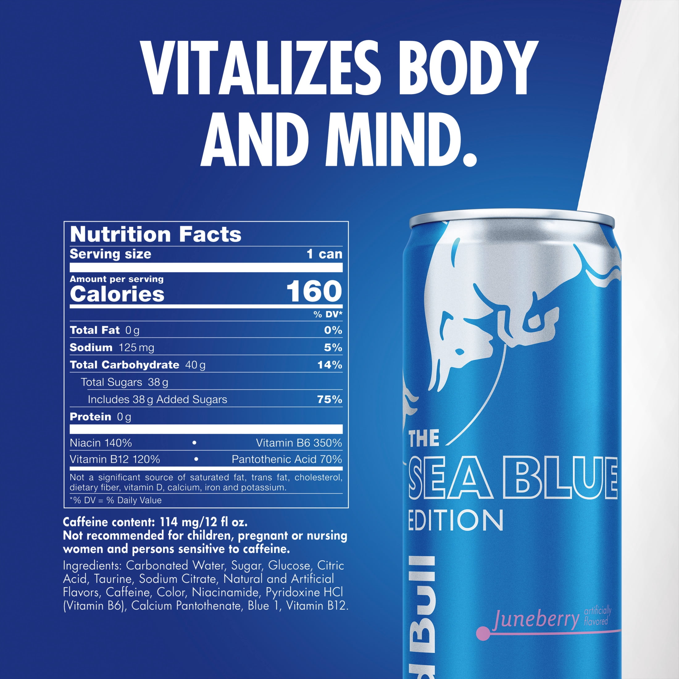 Red Bull Sea Blue Edition Energy Drink, 12 fl. oz., 6 Packs of 4 Cans