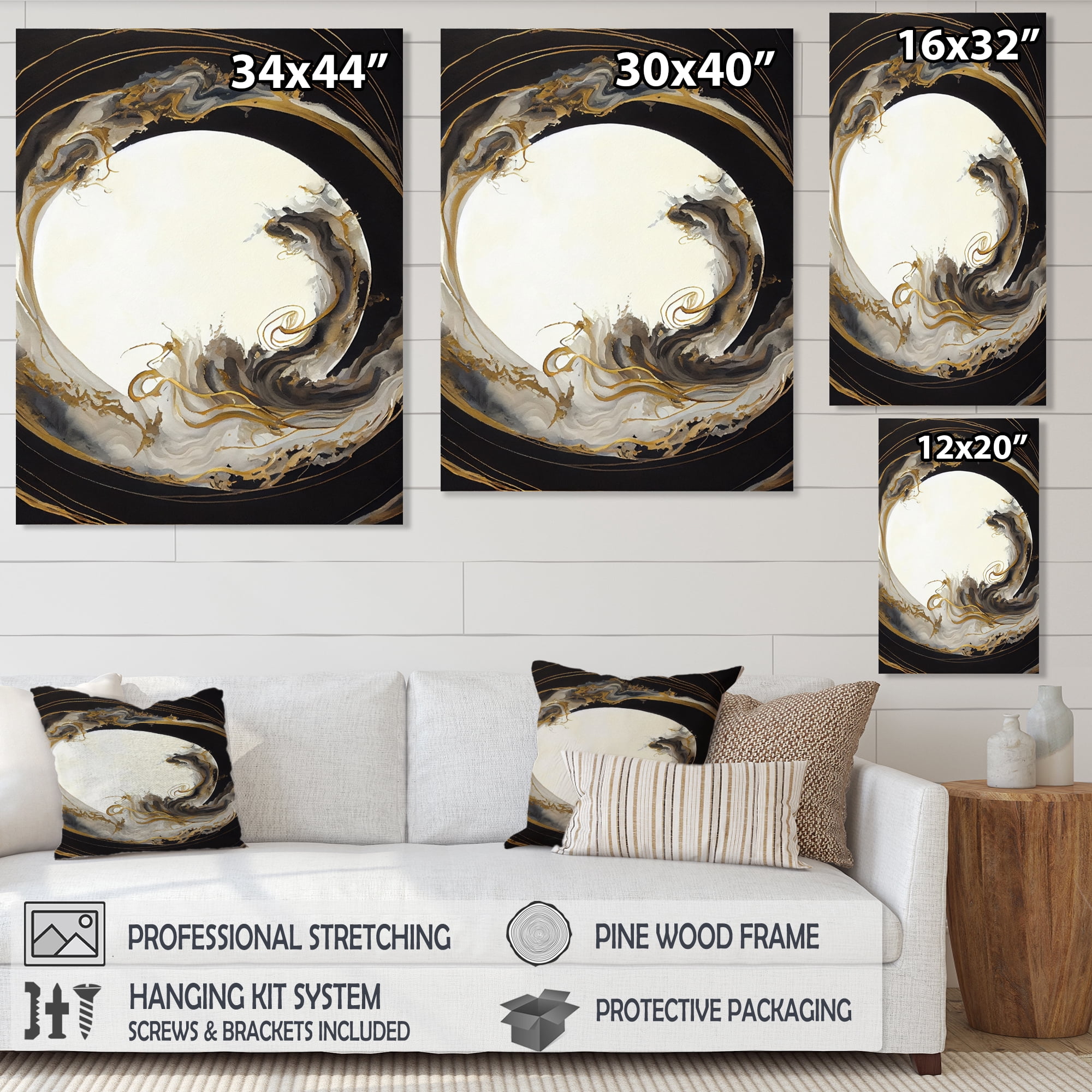 Designart Gold Glamour Wave I Canvas Wall Art