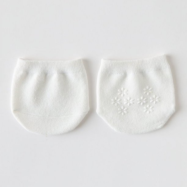 Zhuge Calcetines de planta, calcetines invisibles de media planta para mujeres, silicona antideslizante, 4 pares, blanco