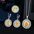 thumbnail image 2 of Yellow Topaz Round Sun Flower Shape Necklace Huggie Earrings Fashion Jewelry Set, 2 of 9