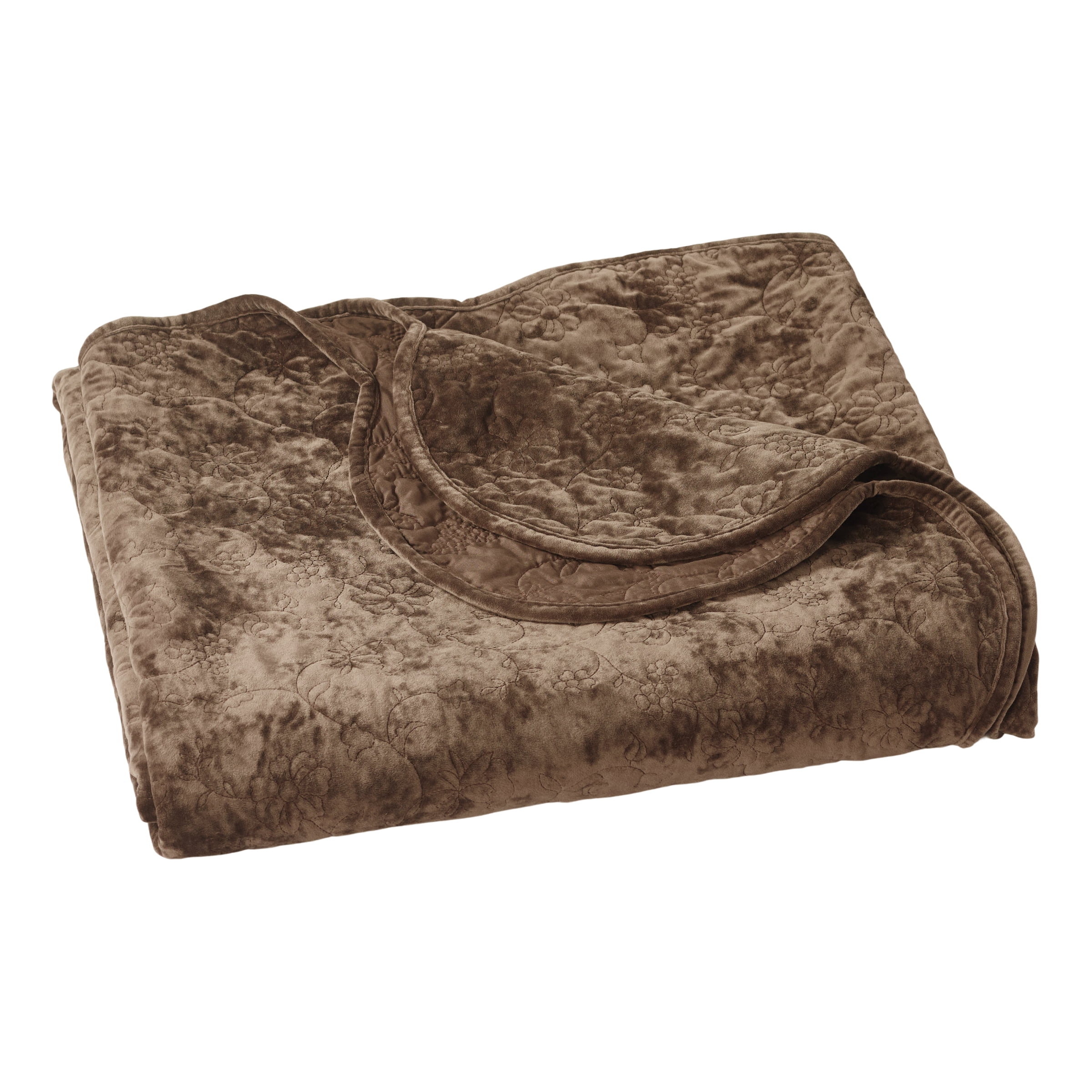 The Pioneer Woman Eloise Floral Velvet Quilt, King, Rich Brown