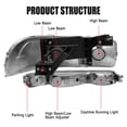 thumbnail image 3 of TopAutoGear for 1999-2006 GMC Sierra Headlight Assembly Compatible with 99-06 GMC Sierra 1500 2500 3500/00-06 GMC Yukon Clear Lens Chrome Housing with Amber Reflector Headlamp Replacement Left and Rig, 3 of 7
