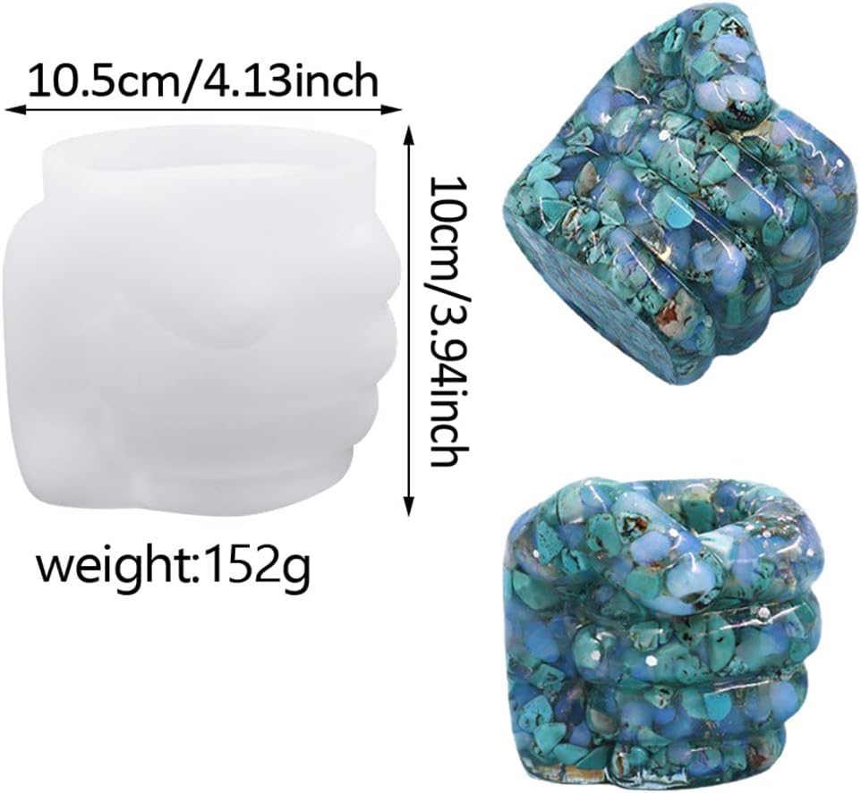 ABCISI Hand Shape Resin Mold, Flower Pots Silicone Mold for Concrete, Fist Epoxy Mold for Jewelry Container Pen Holder Plant Pot, Home Decor (Left Fist)
