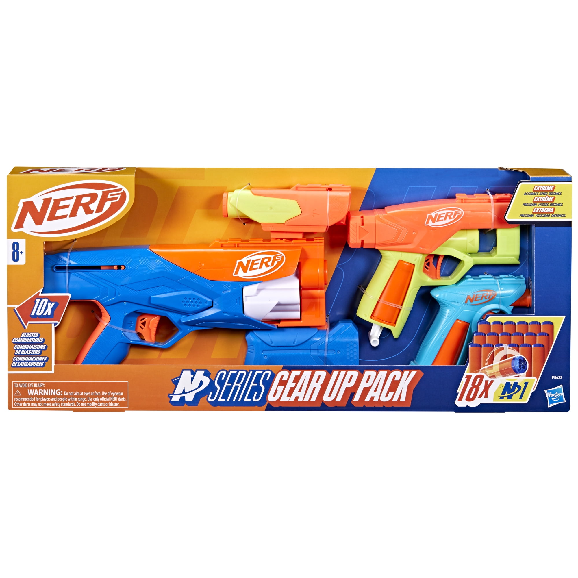 Nerf N Series Gear Up Pack, 3x Blasters, 18 Nerf N1 Darts Compatible Only with Nerf N Series