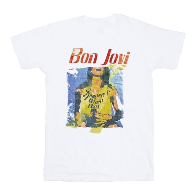 Bon Jovi Adult Slippery When Wet Original Cover Cotton T-Shirt