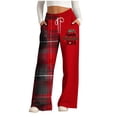 thumbnail image 1 of Funicet Pantalons Larges pour Femmes, Pantalons pour Femmes, Pantalons de Noël à Rayures Imprimées avec Cordon de Serrage, Pantalons Larges, Pantalons de Noël pour Femmes, 1 of 4