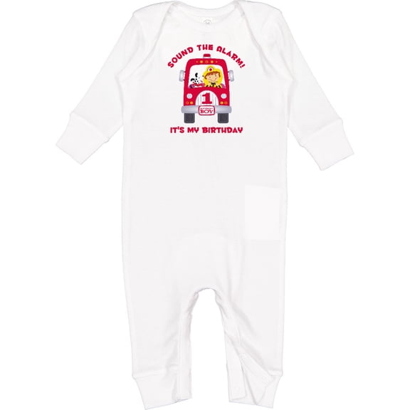 Inktastic Fire Truck 1st Birthday Boy Baby Romper Coveralls