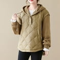 thumbnail image 2 of Women's Oversized Puffer Jacket Quilted Dolman Hoodies Pullover Long Sleeve Lightweight Warm Hooded Tops Winter Coat (L, Khaki), 2 of 6