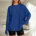 thumbnail image 2 of Womens Long Sleeve Shirts Tops Fashion Oversized Casual Basic Crewneck Fall Clothes for Women Tees Blouses, 2 of 6