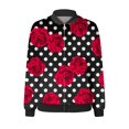 thumbnail image 5 of Womens Jackets Polka Dot Floral Zipper Bomber Fashion Long Sleeve Windbreaker Outerwear Trendy Clothes, 5 of 5