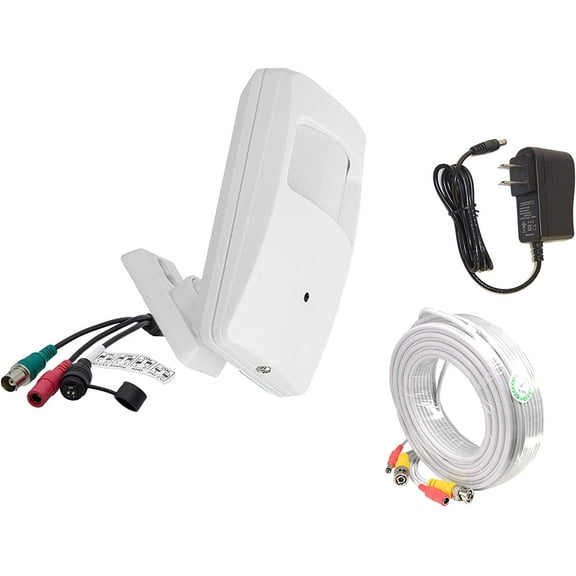 Evertech 1080p Night Vision 3.7mm Pinhole Lens Wide Angle Indoor PIR Security Camera 12V DC Adapter and 25ft CCTV Cable