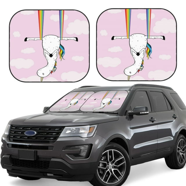 Vsdgher Aerial Yoga for Unicorn Print Car Windshield Sun Shade, Reflective Sunshade Window Sunshade Sun Visor Protector Fit for Cars,Trucks,SUVs-Medium