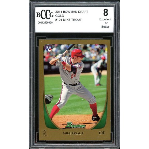 2011 Bowman Draft Gold #101 Mike Trout Rookie Card BGS BCCG 8 Excellent 