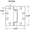 thumbnail image 3 of Prime-Line U 1158463 Charnière de Porte Commerciale UL Réglable Ressort Auto-Fermant, 4-1/2 Po x 4-1/2 Po avec Coins Carrés, 4 Trous par Feuille avec Vis, Finition Laiton Satiné, 3 of 3
