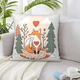 thumbnail image 6 of ZICANCN Love Happy Little Fox Decorative Throw Pillow Covers, Bed Couch Sofa Decorative Knit Pillow Covers for Living Room Farmhouse 18"x18", 6 of 8