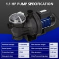 thumbnail image 7 of 1.1 HP Pool Pump In/Above Ground, 3962GPH Above Ground Swimming Pool Pump, 800W/115V High Flow Single Speed Powerful Self Priming Pool Pumps with Strainer Basket, Low Noise, 7 of 7