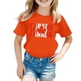 thumbnail image 4 of PMVFHDE T-Shirt à Manches Courtes pour Filles, Col Rond, Coupe Décontractée, Basique, Orange, 6-7 Ans, 4 of 4
