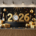 thumbnail image 6 of Golden Theme 2026 New Year Countdown Backdrop Clock Design Festive Decoration Celebration Banner for New Year's Eve Party Holiday Celebration Indoor Decoration, 6 of 9