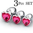 thumbnail image 2 of Masajeador Anal suave para mujer, joyería de cristal, tapón Anal, estimulador de corazón, Juguetes sexuales, Consolador de acero inoxidable, 3 unidades por juego, 2 of 4