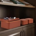 thumbnail image 5 of Faux Leather Decorative Storage Boxes Set of 3 with Lids Dustproof Organizer Bins for Home Office Jewelry, 5 of 8
