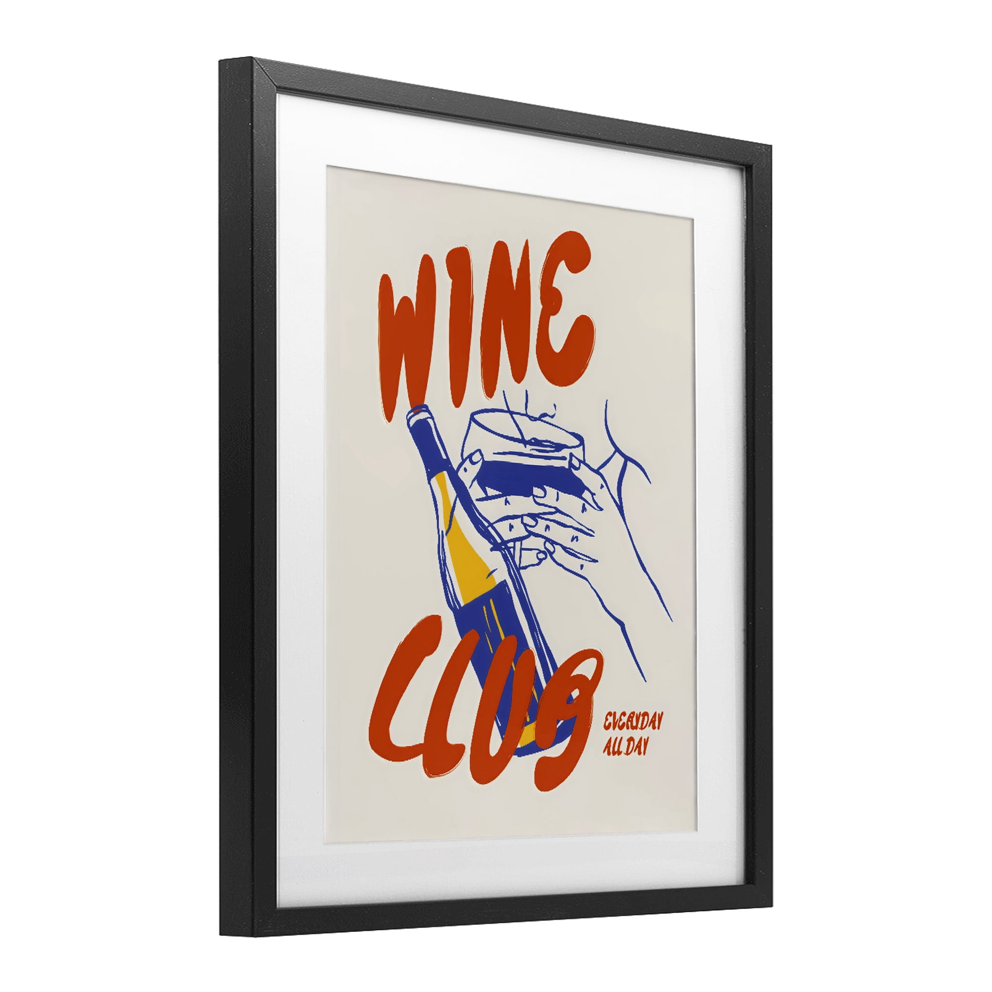 Stupell Industries Wine Club Every Day Black Framed Print Under Glass, design by The Prints Vibe