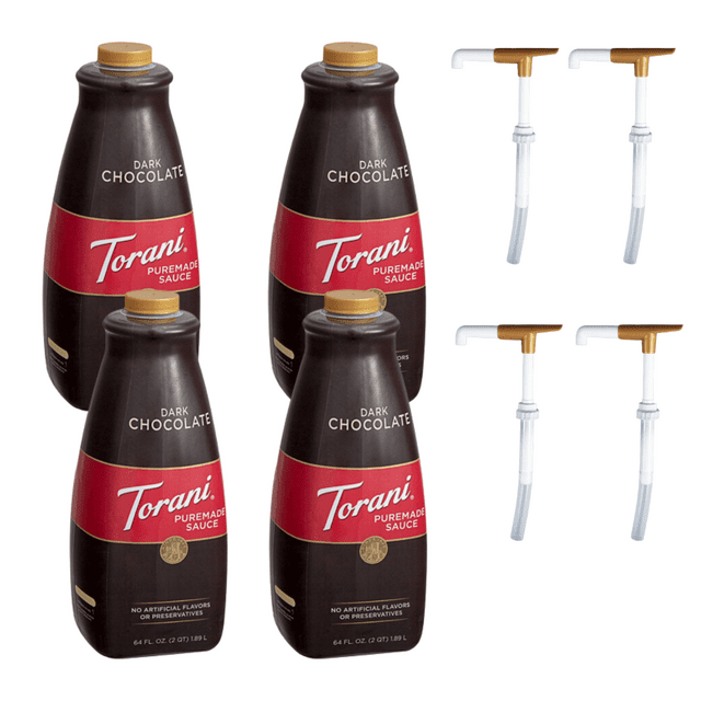 Torani Puremade Dark Chocolate Flavoring Sauce 64 fl. oz. Bonus Squeeze Pump