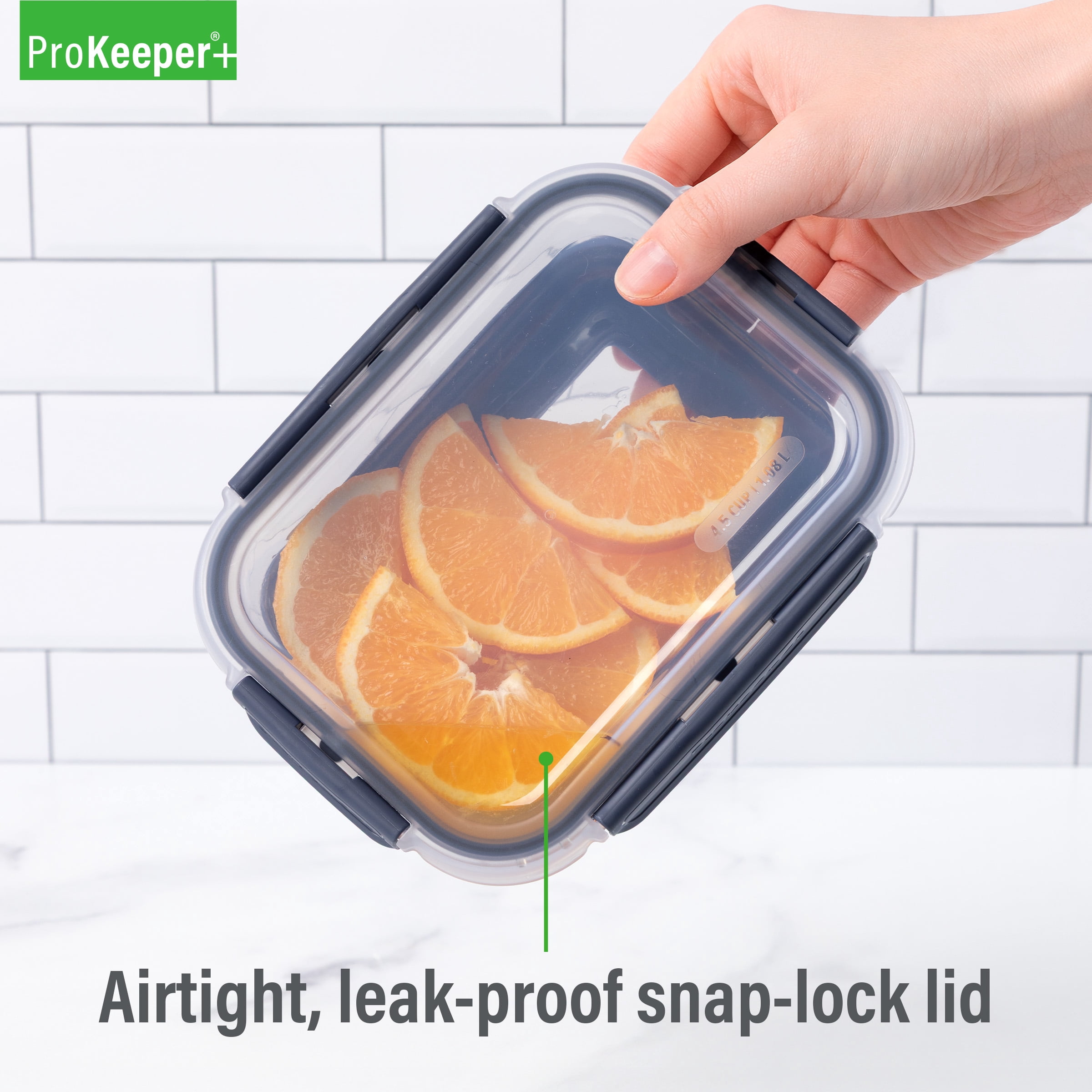 (2 pack) Prokeeper+ 4.5 Cup Glass Food Storeage Container with Silicone Base, Designed to Help with Pantry Storage and Everyday Organization