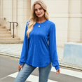 thumbnail image 4 of Camisas de Larga para Mujer, Moda Otoño 2025, Camisas Formales Informales, Blusas Tipo Túnica Plisadas con Cuello Redondo. Azul XL, 4 of 10