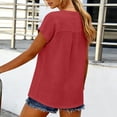 thumbnail image 6 of YUGYXL Womens Summer Tops Short Sleeve Button Down Shirts Casual V Neck T Shirts Pleated Front Loose Fit Tops for Daily Red S, 6 of 7