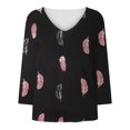 thumbnail image 4 of PATLOLLAV Womens Tops Summer Print Long Sleeve V-Neck Shirts Pullover Tunic Tops, 4 of 6