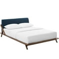 thumbnail image 2 of Modway Luella Solid Wood/Fabric Queen Platform Bed in Walnut/Blue, 2 of 6