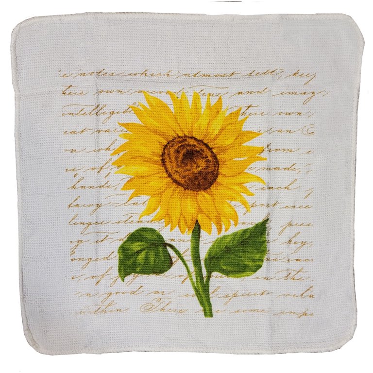 3 pc Sunflower Kitchen Towel Set - 100% Cotton, Perfect Sunflower