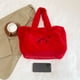 thumbnail image 3 of Bolso Hombro Felpa para Mujer Mano Informal Con Lazo Peludo Compras Suave () Rojo, 3 of 8