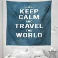 thumbnail image 1 of Keep Calm Tapestry, Travel the World Words on a Faded Map of United Kingdom and a Plane Silhouette, Fabric Wall Hanging Decor for Bedroom Living Room Dorm, 5 Sizes, Blue White, by Ambesonne, 1 of 1