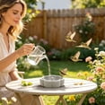thumbnail image 2 of Natural Stone Bird Feeder Bowl - Decorative Outdoor Bird Bath & Feeding Dish with Raised Center Flower Weatherproof Garden Decor, 2 of 6