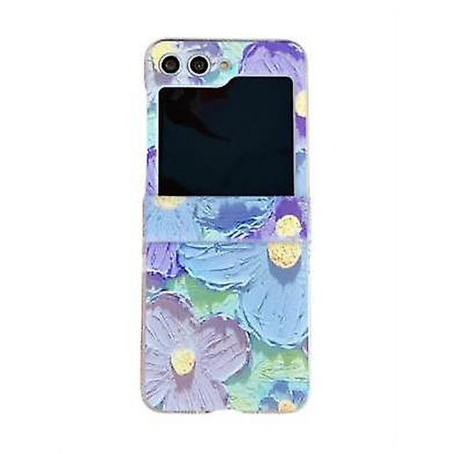 Funda Z Flip 5, funda con pintura al óleo de camelia de flores para Samsung Galaxy Z Flip 5 con pulsera